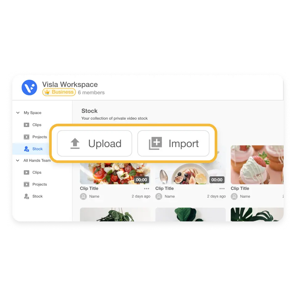 Upload or record video footage directly in Visla for creating a webinar.